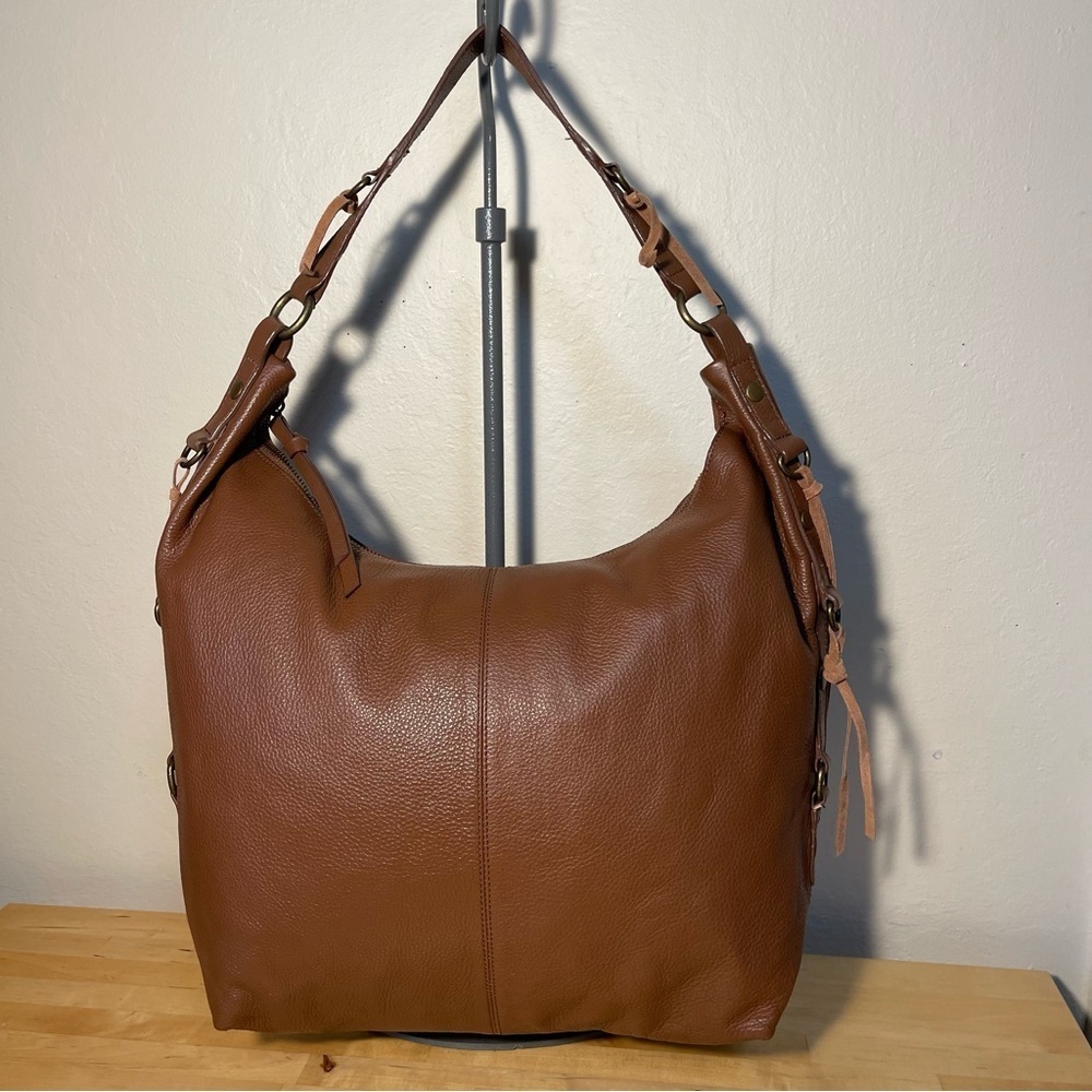 Lucky Brand Brown Leather Hobo Shoulder Bag Soft Slouchy Everyday Purse